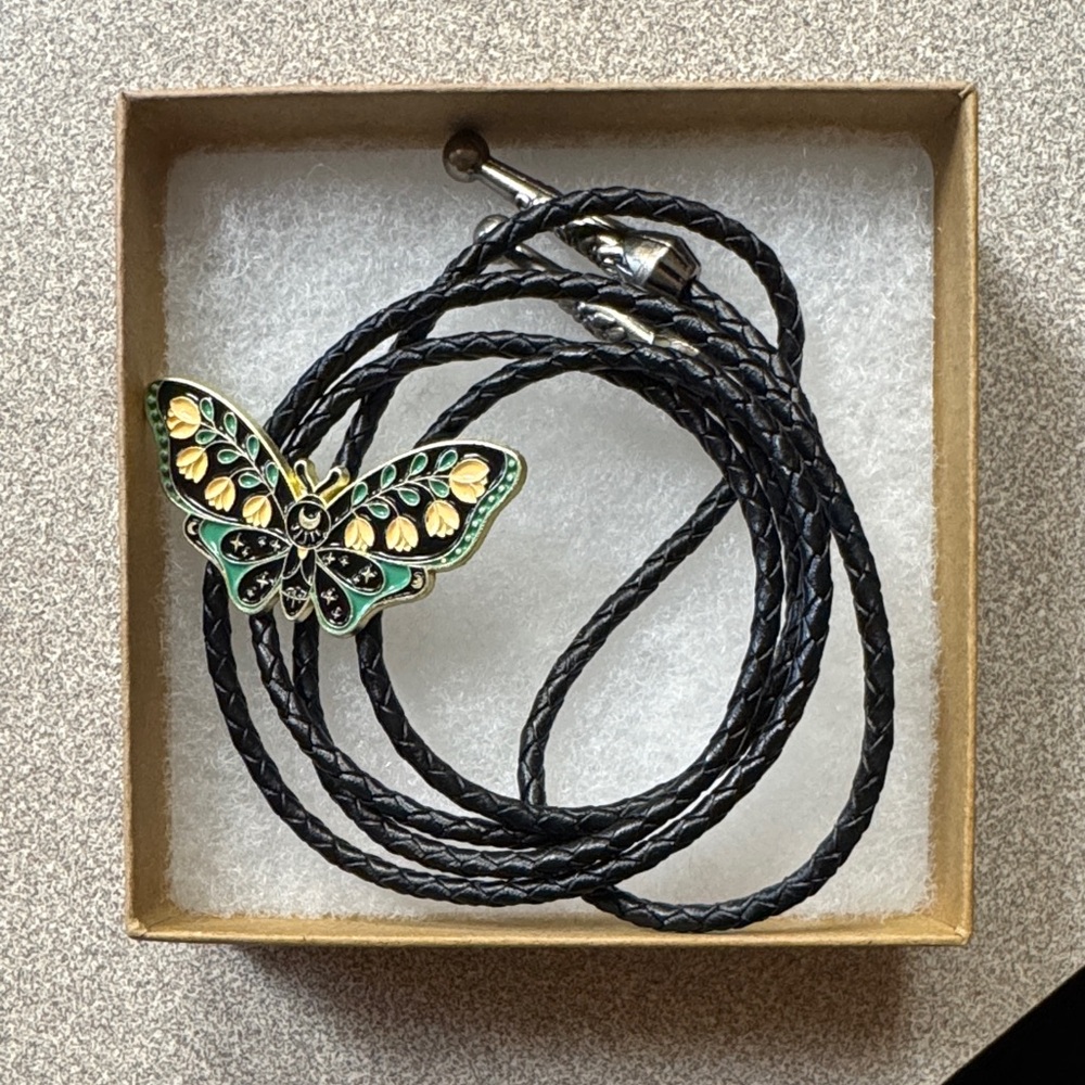 Butterfly Bolo Tie Pendant Necklace